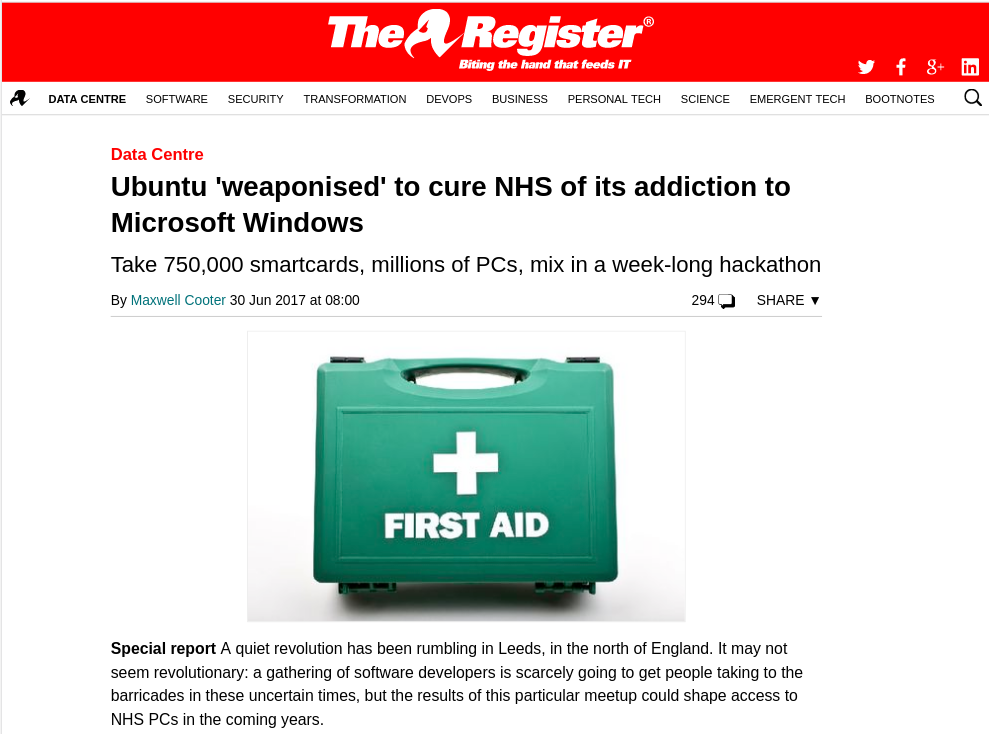 The Register NHSbuntu article.
