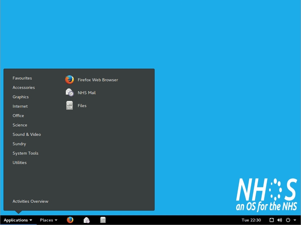 Screenshot of NHoS desktop taken on first login.